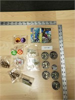 Lot of Pokemon Stickers,Coins and Dice