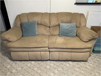 Tan Suade Recliner Couch