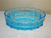 Fostoria Blue Coin Glass Oval Bowl