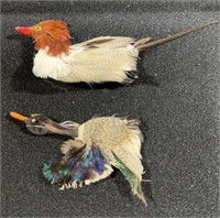 2- Vintage Duck/Bird Real Feather Brooches-