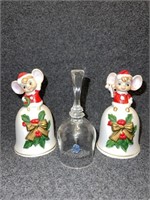 Vintage Christmas Mice Bells, Crystal December