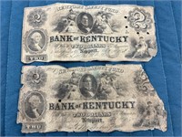 BANK OF KENTUCKY 2 DOLLAR US CURRENCY RARE