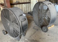 pair of barrel fans, larger one powers up,