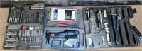 miscellaneous lot: sockets, rivet gun, bits, etc