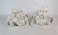 2 Italian white-glazed ceramic wall brackets
