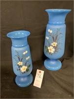 VTG Blue Bristol Glass Vases