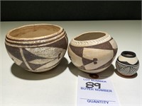 3 VTG Acoma NM Pottery Bowls