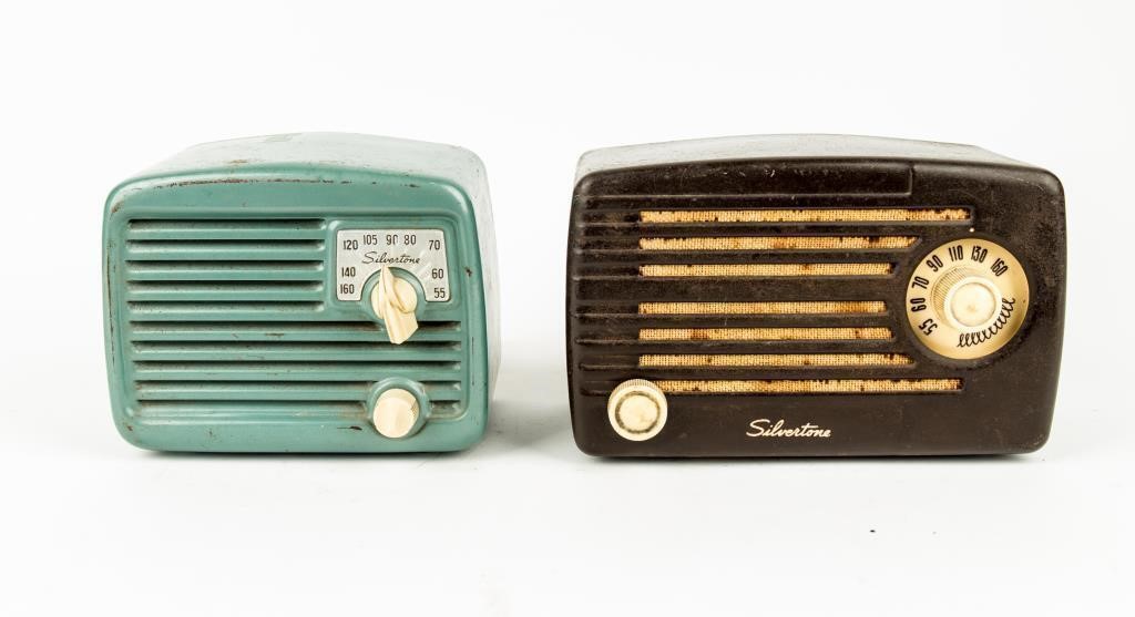 Lot Of 2 Vintage Silvertone Metal Case Radios