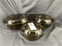 VTG Arcopal France Brown Glass Oven Dishes w/Lids