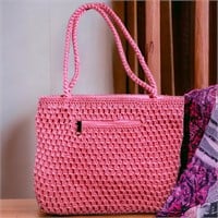 Lina PinK Crochet Woven Shoulder Handbag/Purse