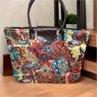Foldable Multicolor Floral Printed Rexine Bag