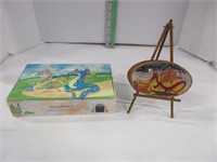 Hand painted Dragon picture on easel & pencil box