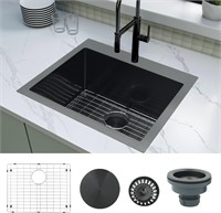 Black Kitchen Sink 25x22  Single Bowl  Top Mount