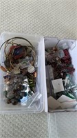 Two shoe boxes of costume jewelry, natural bead,