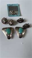 Three pair of sterling silver earrings, all three
