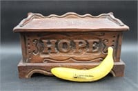 Rustic Hand-Carved Mini Wood "Hope" Chest