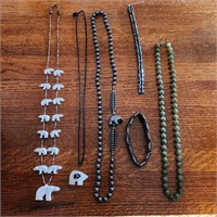 3 Bear,1 Jade Necklace/Hematite Bracelet & Beads