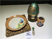 VTG Cloisonné Enameled Egg, Chikaramachi Plate,