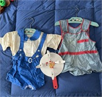 Antique Children’s Outfits & Wooden Chicken Toy