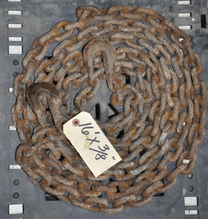 Good 16' x 3/8" log chain w/ hooks