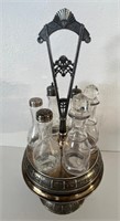 Reed & Barton Silver Plated & Glass Condiment Set