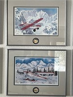 #4 AK Aviation Pieces w/ Silver Medallions; Signed
