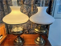 Pair of Oil Lamps Converted to Electric