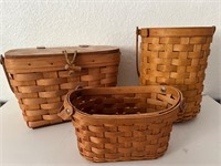 Trio of Longaberger Handmade Baskets