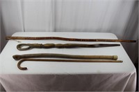 4 Unusual Hand-Carved Wooden Walking Sticks
