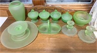 Frosted Green Vaseline Glass Collection