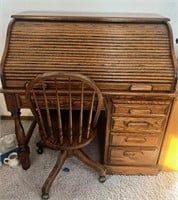 Vintage Roll Top Desk w/ Chair