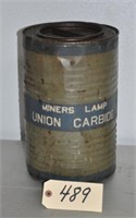 Nice vintage 12 1/2" T metal miner's advert can