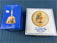 2X HUMMEL COLLECTOR PLATE & BELL W/ BOX VINTAGE