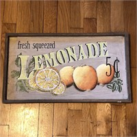 Heavy Wooden Handpainted Fresh Lemonade Sign