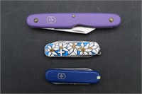3 COLORFUL Victorinox Swiss Army Knives