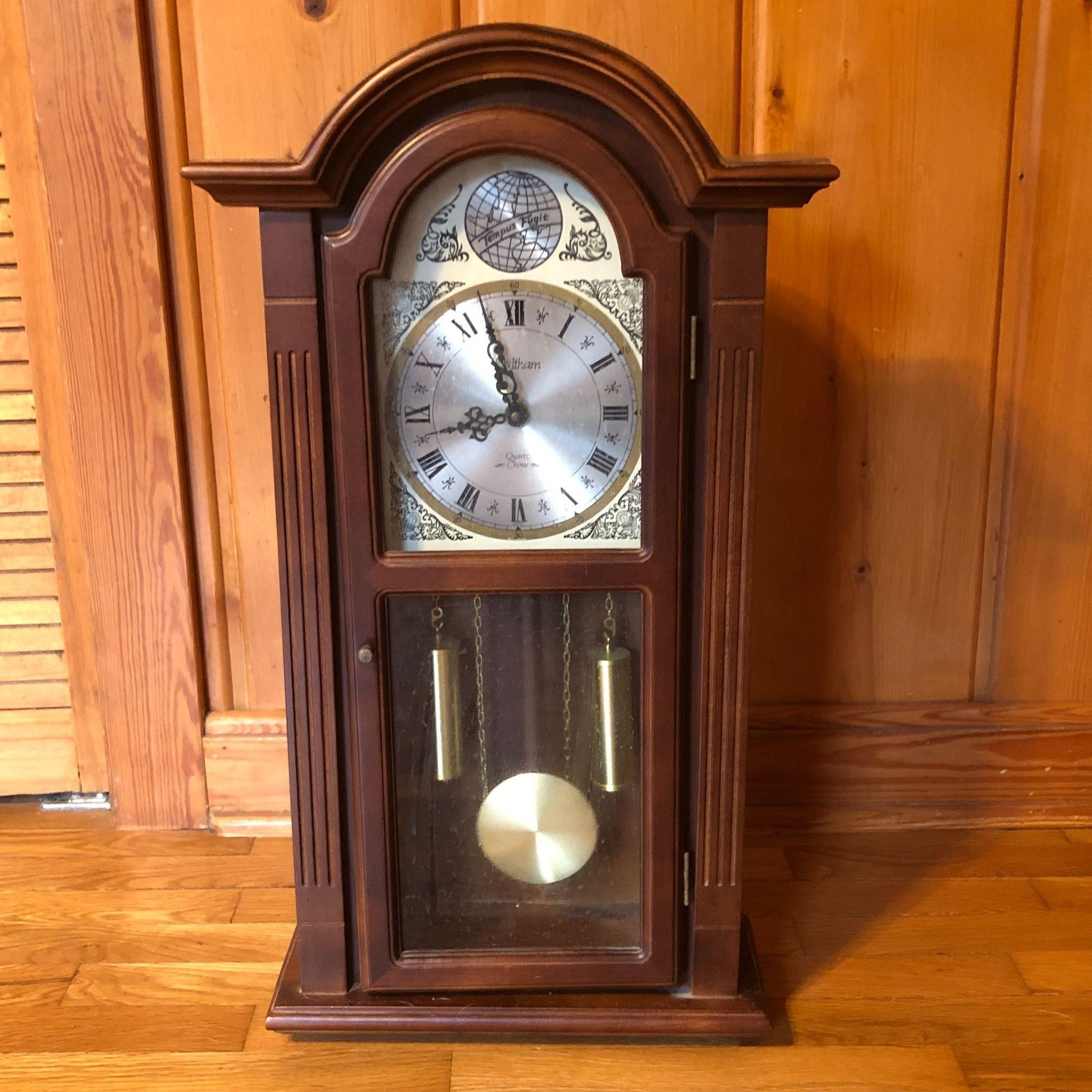 Waltham Quartz Chime Clock in Wood Cabinet