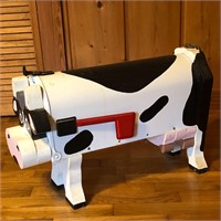 Super Cute Painted Metal & Wood Cow Mailbox