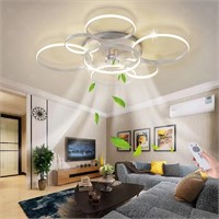 41" White Ceiling Fan with Lights - YUNSTOW