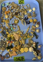 2 Trays Estate Costume Jewelry. Earrings,