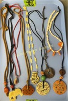 Tray Lot Estate Costume Jewelry Necklaces. Carved