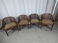 (4) Vintage Bamboo Cane Armed Chairs
