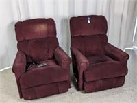 Pair of Burgundy Fabric Recliners
