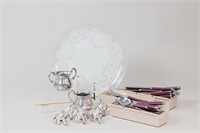 Glass Plate & Silverware Dining Set