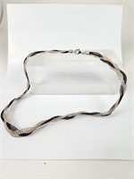 925 Sterling Silver Tri Color Braided Mesh