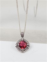 925 Sterling Silver Gemstome Pendant Necklace