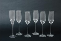 Set of 6 Elegant Crystal Champagne Flutes