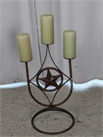 Wrought Iron Lone Star 3 Candle Holder