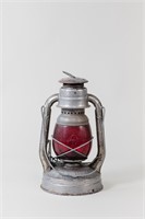 Vintage Dietz Red Glass Railroad Hurricane Lantern