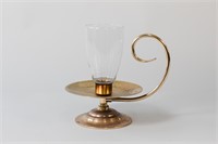 Vintage Glass & Brass Candle Holder
