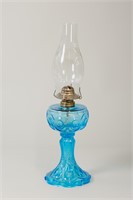 Vintage Blue Glass Oil Lamp